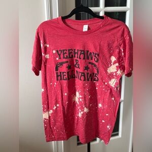 Yeehaws & Hellhaws Red Bleached Graphic Tee
